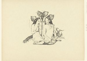 To sittende maori-kvinner Tahiti L'Epreuve (serietittel) av Paul Gauguin