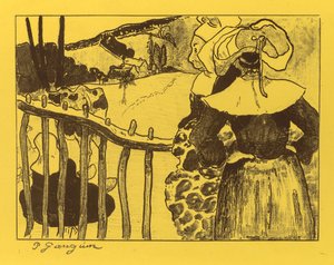 Volpini Suite: Breton Women by a Gate Bretonnes at the Barrière, 1889. av Paul Gauguin