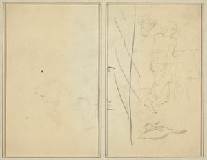 Kvinne med ku og gås; Motsikker [verso] av Paul Gauguin