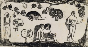 Kvinner, dyr og løvverk; Kvinner, dyr og blader, 1895-1903 av Paul Gauguin