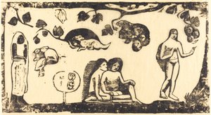 Kvinner, dyr og løvverk Kvinner, dyr og løvverk, i eller etter 1895. av Paul Gauguin