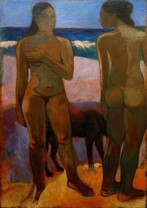 To tahitiske kvinner på stranden av Paul Gauguin