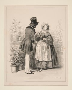 BOUQUETIERE. av Paul Gavarni