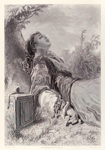 Gulliver og Glumdalclitch, fra den franske utgaven av Gullivers Travels av Jonathan Swift