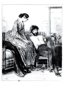 I Prison for Debt at Clichy, ca. 1830-40 (litho) (s/hvitt-bilde) av Paul Gavarni