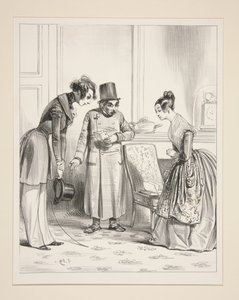 PRESENTASJONEN. ...Henriette, dette er herr Prosper de Peytel, en av mine nye kunder (sic)... av Paul Gavarni