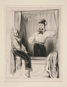 Viscount Aime de Trois Etoiles og Dame Eloa de Tremblemont går av Paul Gavarni