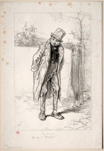 Physionomies Parisiennes: Au Marais. Her, Azor! her!, 1857-58. av Paul Gavarni