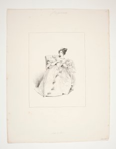 BALLKJOLE. Jouenne frisyre, Nattier blomster. av Paul Gavarni