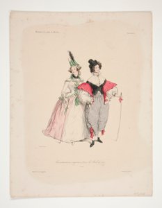 ORIGINAL TRAVESTISSEMENS (sic) for ballene fra 1834. Nr. 2 og 3. av Paul Gavarni