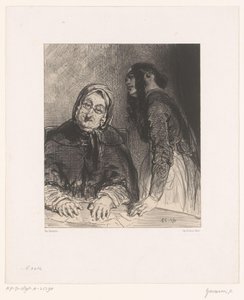 Spåkone med kort Tireuse de cartes Minner om artister (serietittel) Souvenirs d'artistes (serietittel) av Paul Gavarni