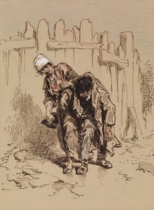Kvinne som støtter en mann av Paul Gavarni