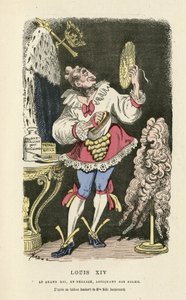 Illustrasjon av Hadol (1835-1875) i Histoire de France tintamarresque, ca. 1880 - Sminke, gammelt regime, sol, parykk - Ludvig XIV