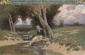 Gutten satt ved kilden / Han viklet blomster til en krans (…)