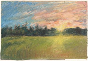 En eng ved solnedgang av Paul Huet