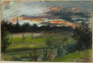 Blå og oransje himmel av Paul Huet