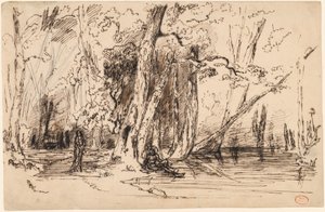 Flom i skogen til Ile Séguin av Paul Huet