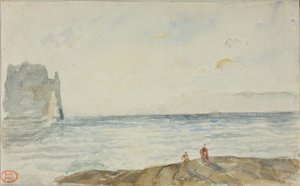 Utsikt ved Etretat av Paul Huet