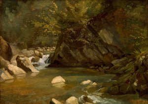 Woodland Stream, ca. 1840. av Paul Huet