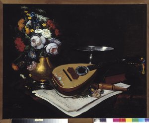 Stilleben med mandolin Maleri av Paul Joret (1800-tallet) 1800-tallet Obligatorisk omtale: Samlingsstiftelsen mv de Provence, Marseille av Paul Joret
