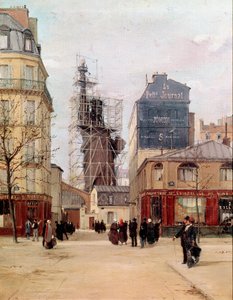 La Liberte lyser opp verden Frihetsstatuen laget av Frederic Auguste Bartholdi 1834-1905) i Gayet-støperiet, rue de Chazelles nær Boulevard de Courcelles i Paris før avreise til New York i 1883. Maleri av Paul Joseph Victor Darga