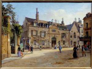 Utsikt over det tidligere Pie-sykehuset i rue Lacepede i Paris Maleri av Victor Dargaud (ca. 1850-ca. 1913) 1904 Søn. 0,24 x 0,38 m Paris, Musee Carnavalet