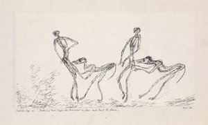 Candide, kapittel 16. Mens to aper fulgte etter dem og bite seg i baken, 1911. av Paul Klee