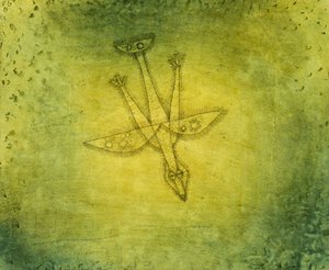 Ned den mer urovekkende fuglen; Herabstossender Vogel av Paul Klee