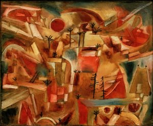 Steinete landskap (med palmer og graner) av Paul Klee