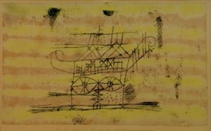 Stillas for hodet til en monumental skulptur av Paul Klee