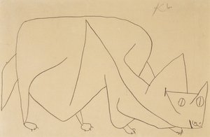lurende katt; katten lurer av Paul Klee