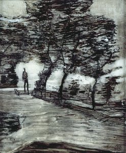 Parksti, med høy mann og hund av Paul Klee