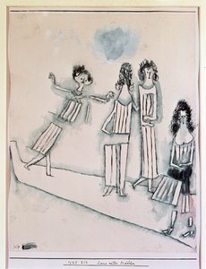 Scene med jenter (Tegning, 1900-tallet) av Paul Klee