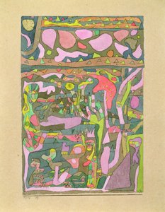 Solen oppdager at verden av farger allerede eksisterer, komplisert komposisjon av Paul Klee