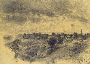Uten tittel (Berne, utsikt over Rosengarten) 1897 (blyant og pensel på papir) av Paul Klee