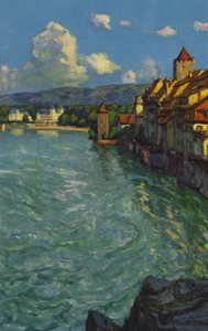 Swiss Spas: Rheinfelden (farge litho) av Paul Kutscha