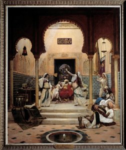 De østlige danserne (magen) i et harem som distraherer en pasha. Maleri av Paul Bouchard (1853-1937) 1893 Søn. 1,6x1,3 m Paris, musee d'Orsay. Forsiktig! Bruk av dette verket kan være underlagt en tredjeparts autorisasjonsforespørsel eller tilleggsgeby av Paul Louis Bouchard
