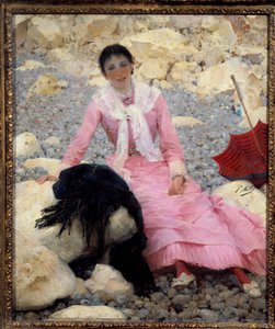 Portrett av Fernande Mathey (1857-1941) på stranden Maleri av Paul Mathey (1844-1929) 1800-tallet Søn. 0,55x0,46 m Paris, musee d