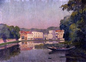 The Solitary Fisherman (olje på panel)