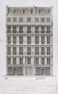 Design for en boligblokk i Haussmann-stilen i rue de la Paix, Paris, ca. 1860 av Paul Mesnard