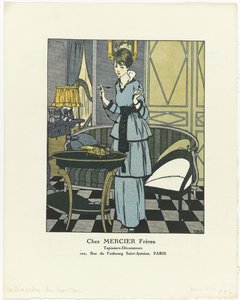 Gazette du Bon Ton, 1914 - nr. 1: Chez MERCIER Frères / Tapetsere - Dekoratører (tittel på objekt) av Paul Méras