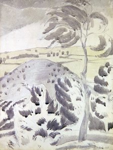 Hill og tre av Paul Nash