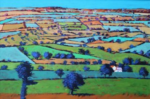 Beacon hill (akryl om bord) av Paul Powis