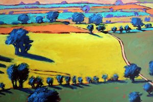 Cotswold Way på nært hold (akryl om bord) av Paul Powis