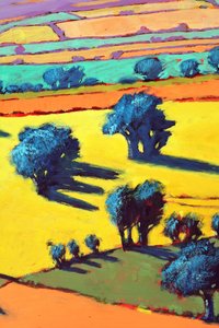 Cotswold Way close up 2 (akryl om bord) av Paul Powis