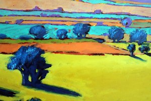 Cotswold Way close up 9 (akryl om bord) av Paul Powis