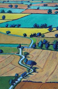 Lane om sommeren (akryl om bord) av Paul Powis