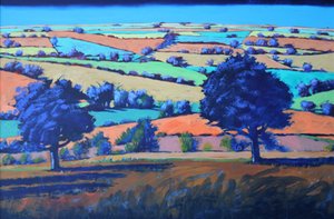 Teme Valley høst (akryl om bord) av Paul Powis