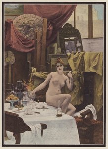 Kvinne i en kunstners studio (farge litho) av Paul Quinsac