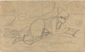 Studie for "The Lying Reader" av Paul Elie Ranson